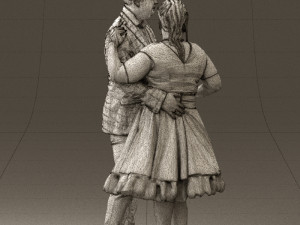 man in suit hugs woman in green 0628 3d print ready 3D-printmodel