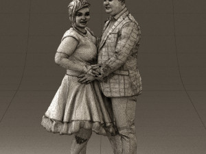 man in suit hugs woman in green 0628 3d print ready 3D-printmodel