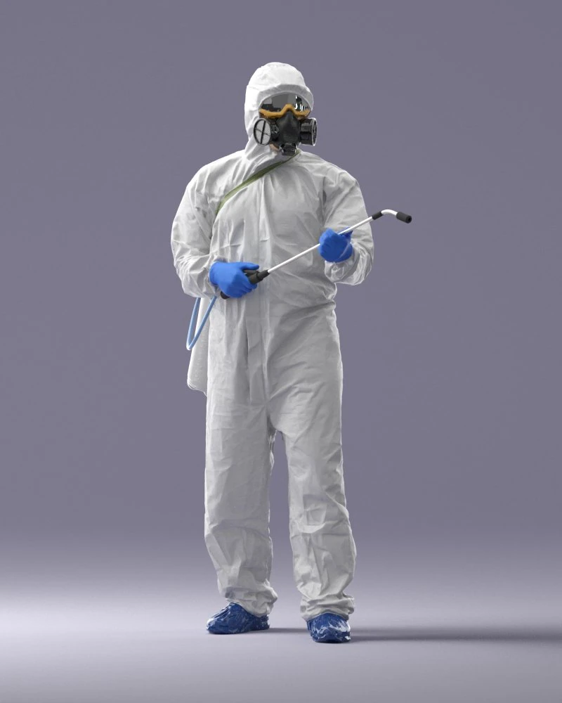 000342 Disinfector in Protective Suit 0329 3dp 3D Print Model .c4d .max .obj .3ds .fbx .stl .blend