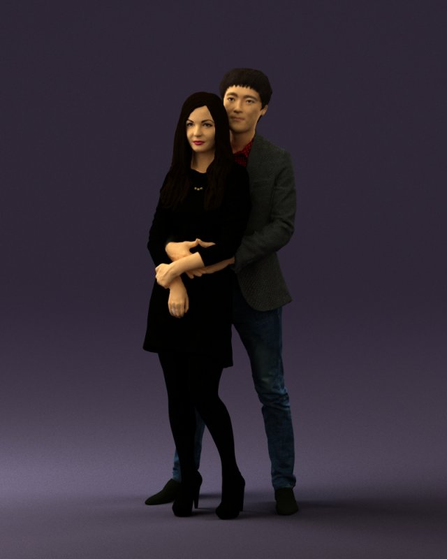 man in gray hugs woman 0629 3D 模型 .c4d .max .obj .3ds .fbx .stl .blend 