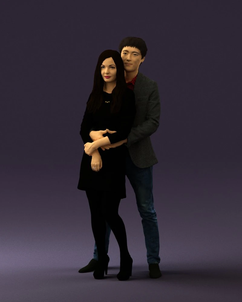 man in gray hugs woman 0629 3D Model .c4d .max .obj .3ds .fbx .stl .blend