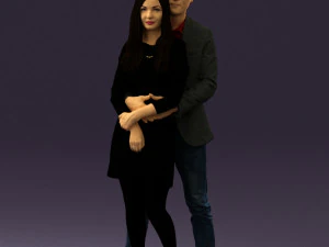 man in gray hugs woman 0629 3D Model