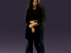 man in gray hugs woman 0629 3D Model