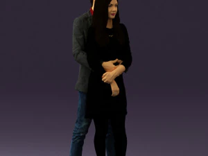 man in gray hugs woman 0629 3D Model