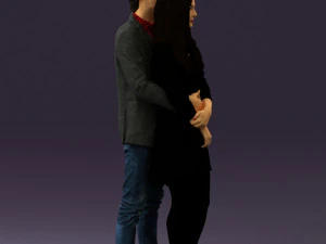 man in gray hugs woman 0629 3D Model