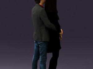 man in gray hugs woman 0629 3D 模型