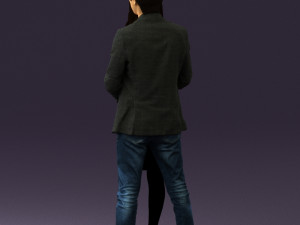 man in gray hugs woman 0629 3D 模型