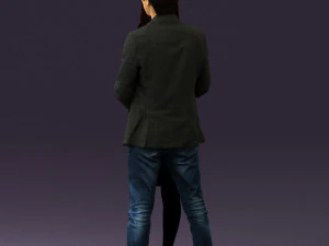 man in gray hugs woman 0629 3D Model