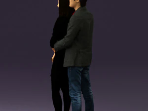 man in gray hugs woman 0629 3D Model