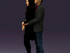 man in gray hugs woman 0629 3D Model