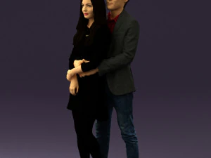 man in gray hugs woman 0629 3D Model