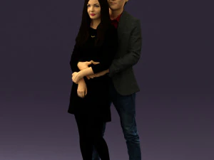 man in gray hugs woman 0629 3D Model