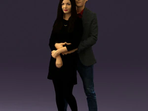 man in gray hugs woman 0629 3D Model