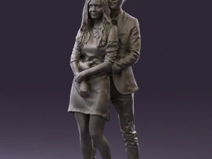 man in gray hugs woman 0629 3D Model