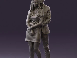 man in gray hugs woman 0629 3D Model