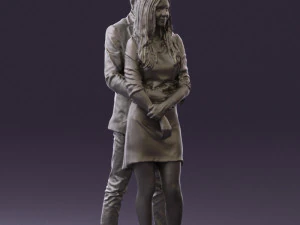 man in gray hugs woman 0629 3D Model