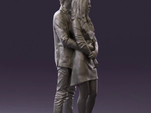 man in gray hugs woman 0629 3D Model