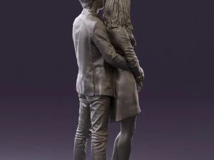 man in gray hugs woman 0629 3D Model