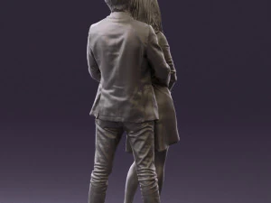 man in gray hugs woman 0629 3D Model
