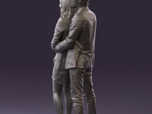 man in gray hugs woman 0629 3D Model