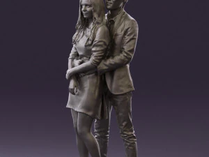 man in gray hugs woman 0629 3D Model