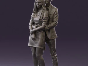 man in gray hugs woman 0629 3D Model