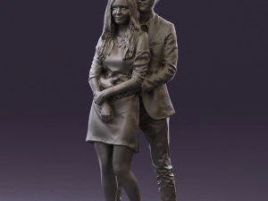 man in gray hugs woman 0629 3D Model