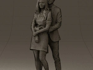 man in gray hugs woman 0629 3D Model