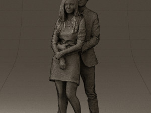 man in gray hugs woman 0629 3D 模型