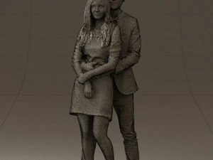 man in gray hugs woman 0629 3D Model