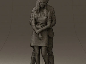 man in gray hugs woman 0629 3D Model