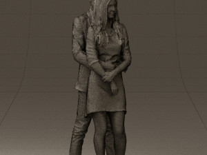 man in gray hugs woman 0629 3D 模型