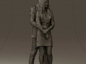 man in gray hugs woman 0629 3D Model