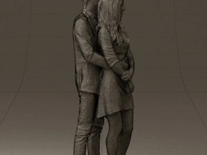 man in gray hugs woman 0629 3D Model