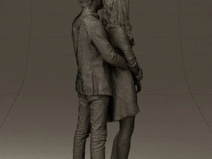 man in gray hugs woman 0629 3D Model