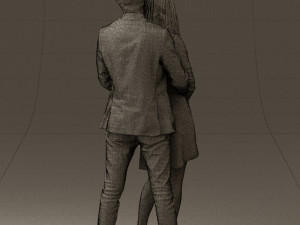 man in gray hugs woman 0629 3D 模型