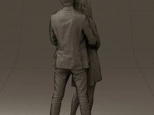 man in gray hugs woman 0629 3D Model