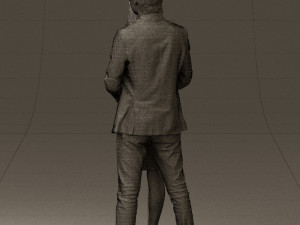 man in gray hugs woman 0629 3D 模型