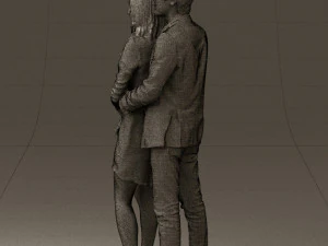 man in gray hugs woman 0629 3D Model