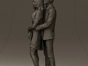 man in gray hugs woman 0629 3D Model