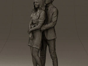 man in gray hugs woman 0629 3D Model