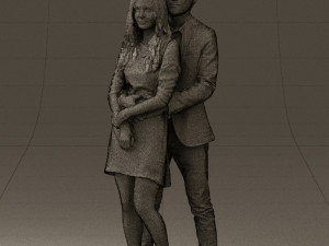 man in gray hugs woman 0629 3D 模型