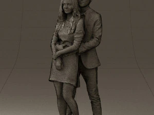 man in gray hugs woman 0629 3D Model