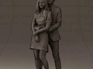 man in gray hugs woman 0629 3D Model