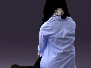 woman in white blue shirt seat 0631 3D Model
