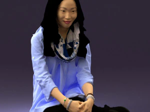 Mujer con camisa blanca y azul asiento 0631 listo para imprimir en 3D Modelo de impresión 3D