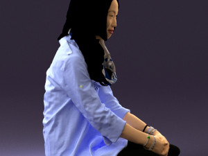 woman in white blue shirt seat 0631 3d print ready 3D Print Model