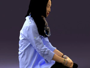 woman in white blue shirt seat 0631 3d print ready 3D Print Model
