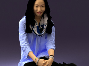 woman in white blue shirt seat 0631 3d print ready 3D Print Model