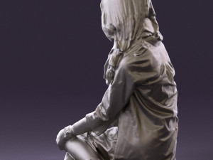 woman in white blue shirt seat 0631 3d print ready 3D Print Model